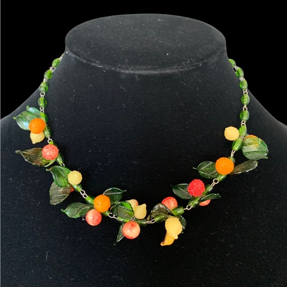 Unknown Jewelry - Poured glass tutti-frutti fruit salad, necklace vintage